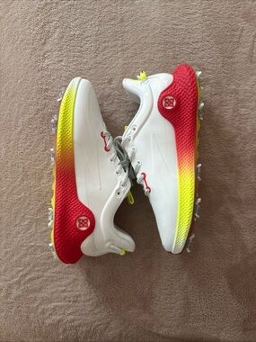 G/FORE White Golf Shoes with Red and Yellow Gradient